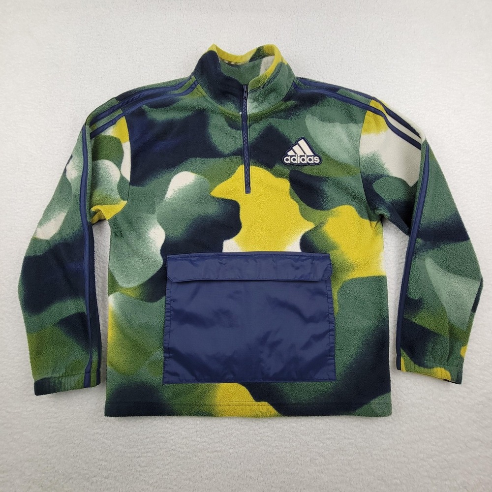 Adidas Pullover Big Kids Boys Large‎ Fleece Half Zip Camo Pocket Outdoors AA7533